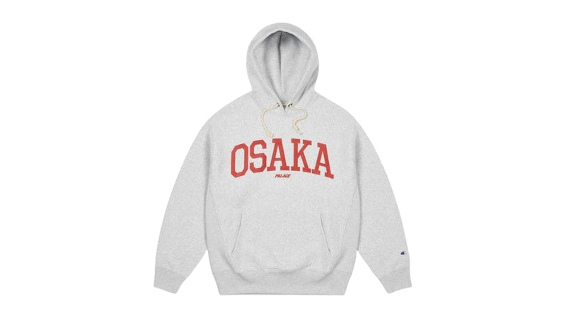 Palace Champion Osaka Exclusive Shop Hoodie Grey Marl