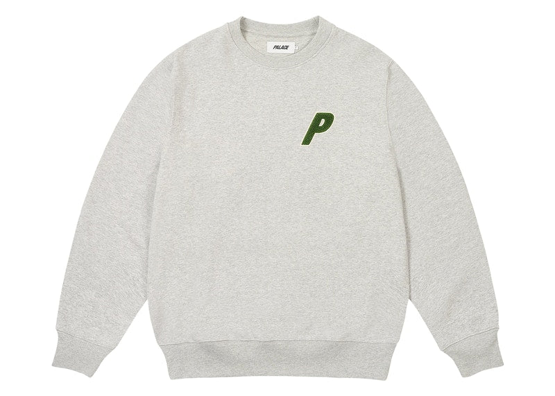 Palace Chenille Tri-Ferg Crew Grey Marl