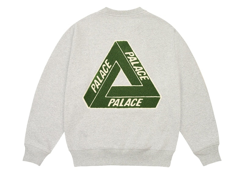 Palace Chenille Tri-Ferg Crew Grey Marl