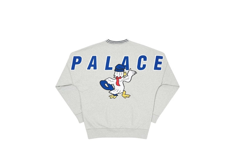Palace Chilly Duck Out Drop Shoulder Crew Grey Marl