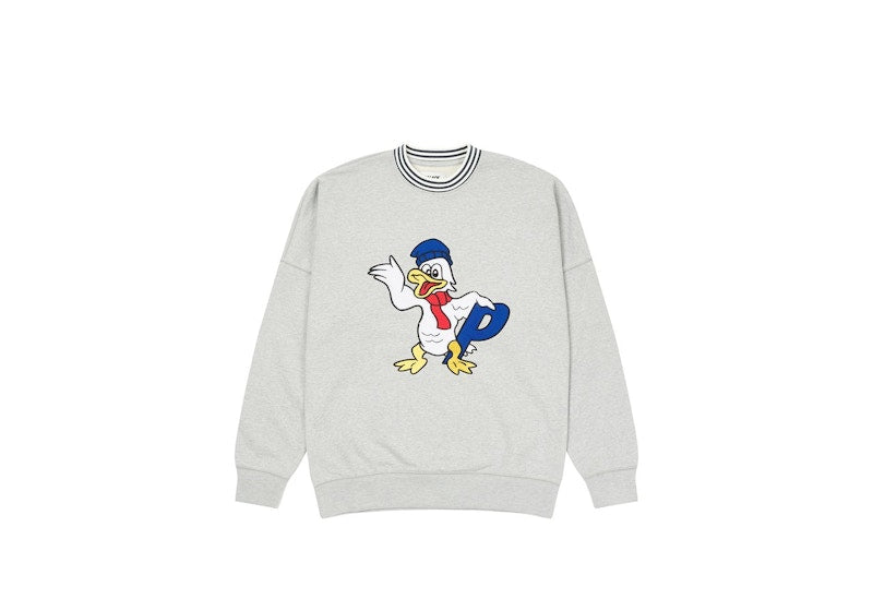 Palace Chilly Duck Out Drop Shoulder Crew Grey Marl