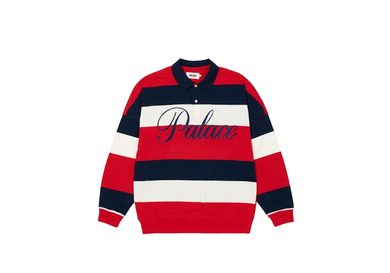 Palace Classic Stripe Drop Shoulder Polo Red/Navy/White