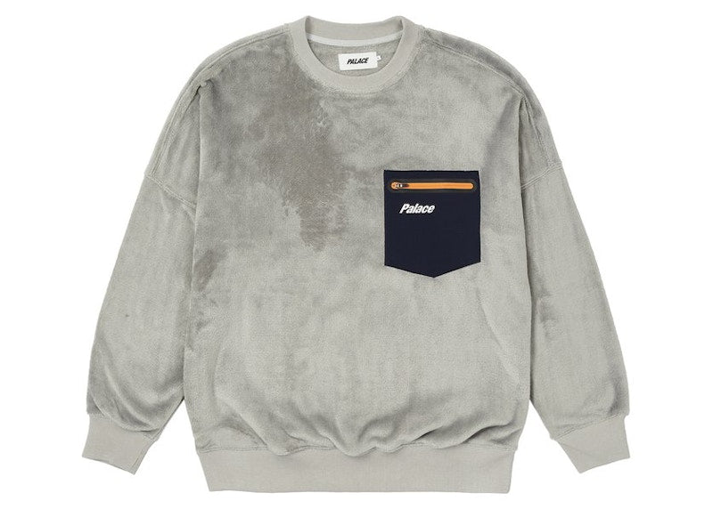Palace Fleece Pocket Drop Shoulder Crew Mushroom