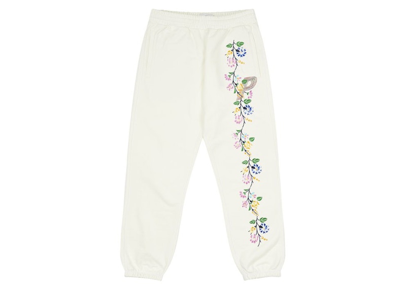 Palace Flower Stitch Joggers White