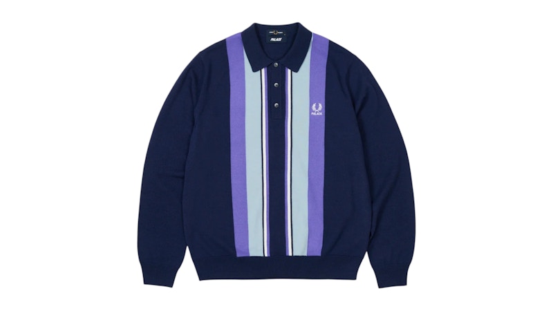 Palace Fred Perry Long Sleeve Knitted Shirt Peacoat