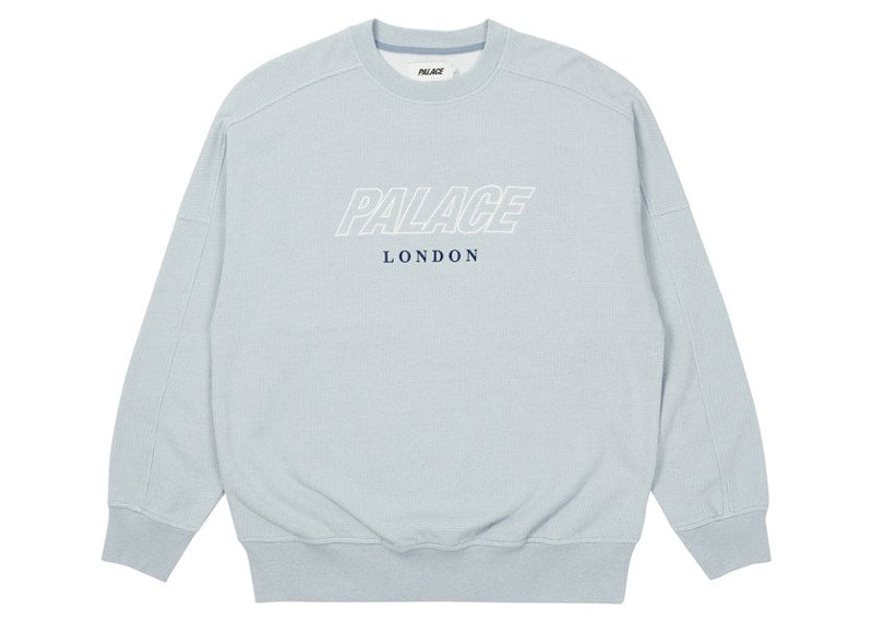 Palace Gaufre Drop Shoulder Crew Blue