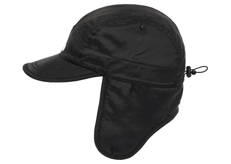 Palace Grid Fleece Reversible Earflap Hat Black