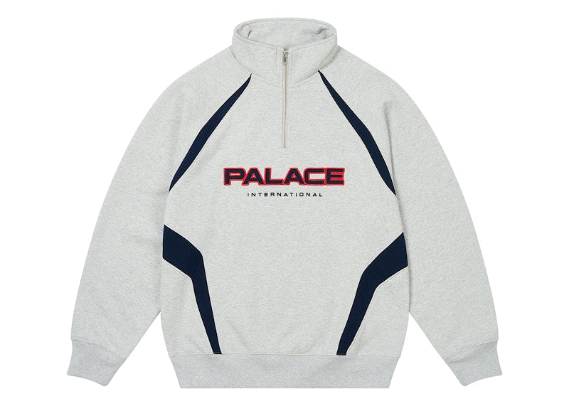 Palace International 1/4 Zip Grey Marl