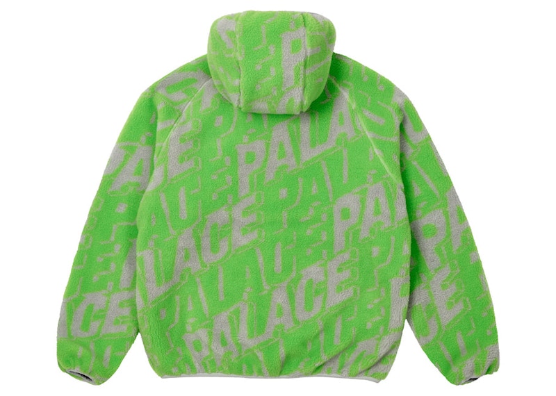 Palace Jacquard Fleece Hooded Jacket Grey/Green