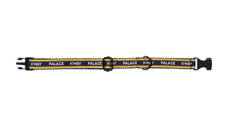 Palace K-Way Dog Collar Navy/Yellow Stripe