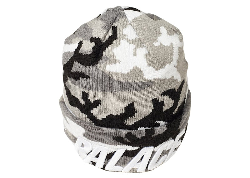Palace New Era Peak Beanie Grey Camo