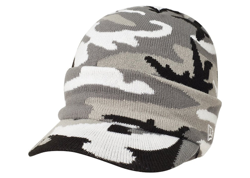 Palace New Era Peak Beanie Grey Camo