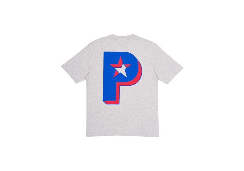 Palace P Star T-shirt Grey Marl/Blue/Red