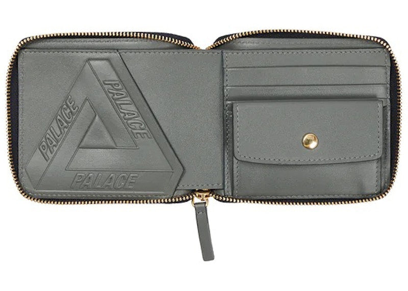 Palace PAL-M-Gram Leather Zip Wallet Midnight Blue