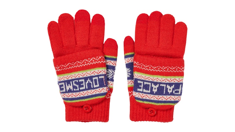 Palace Loves Me Knitted Gloves Red