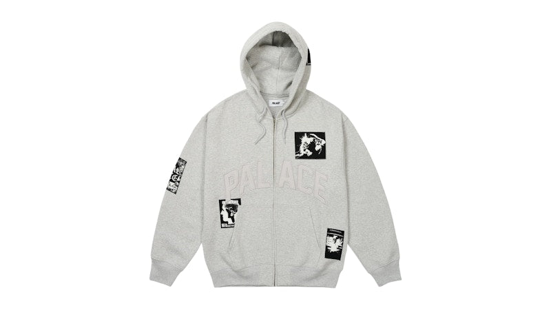 Palace Patch Up Zip Hood Grey Marl