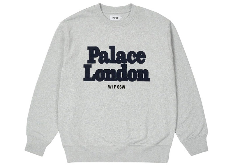 Palace Postcode Crew Grey Marl