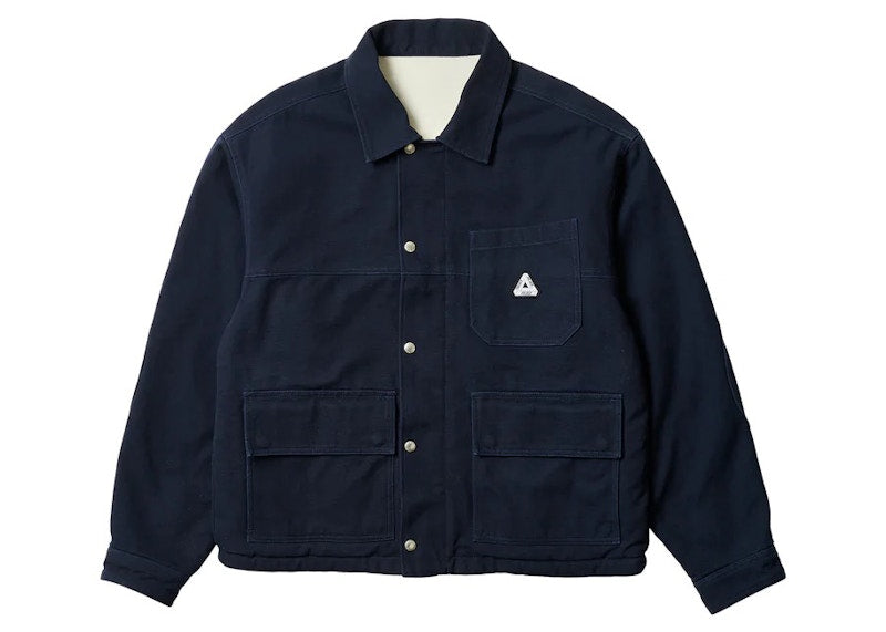 Palace Reversible Canvas Fleece Jacket Navy/Natural