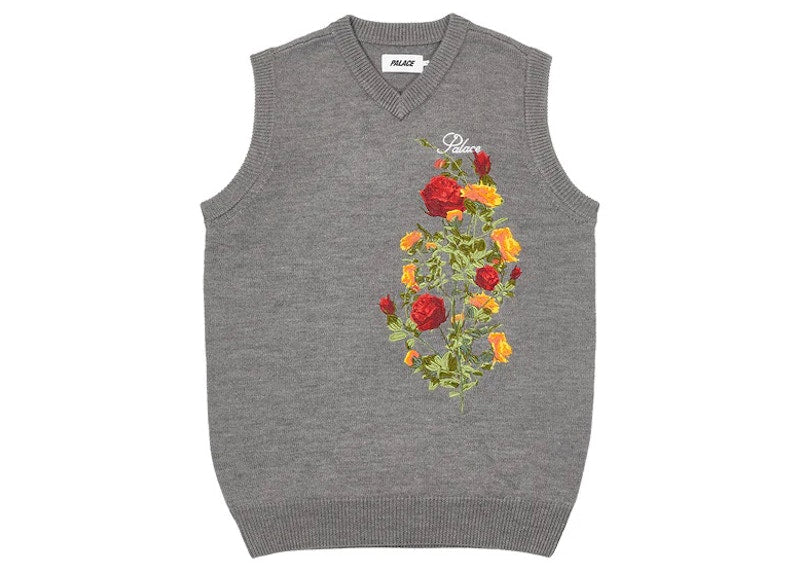 Palace Rose Knit Vest Grey