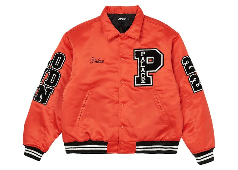 Palace Satin Varsity Jacket Orange