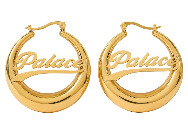 Palace Script Hoop Earrings Gold