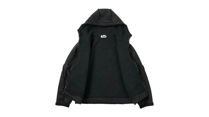 Palace Sherpa Faux Suede Hooded Jacket Black