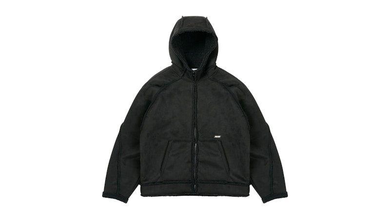 Palace Sherpa Faux Suede Hooded Jacket Black