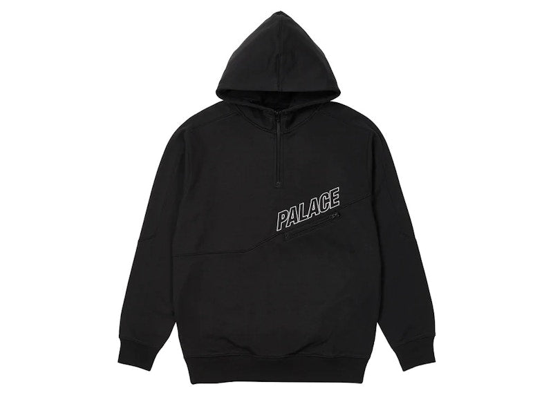 Palace Slant 1/4 Zip Hood Black