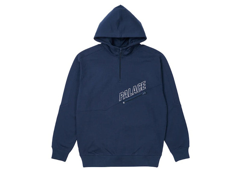Palace Slant 1/4 Zip Hood Blue