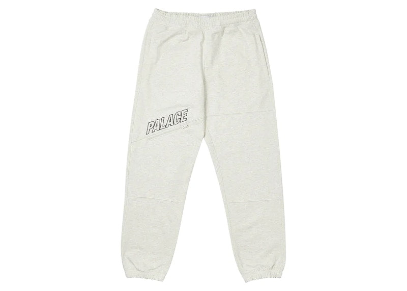 Palace Slant Zip Joggers Light Grey Marl