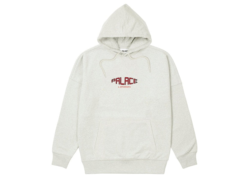 Palace Spaced Logo Drop Shoulder Hood Grey Marl