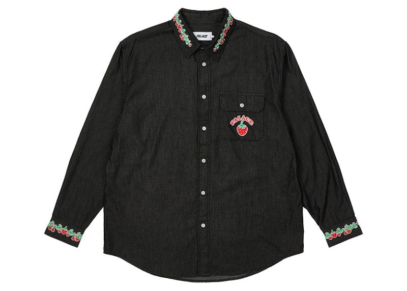 Palace Strawberry Embroidery Denim Shirt Black