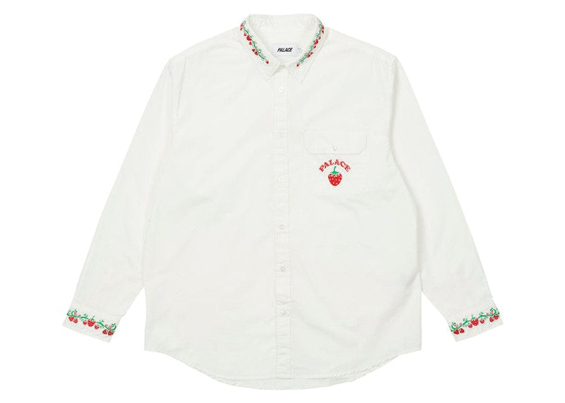 Palace Strawberry Embroidery Denim Shirt White