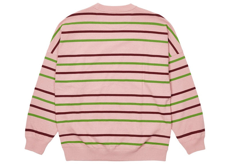 Palace Stripe Drop Shoulder Crew Pink