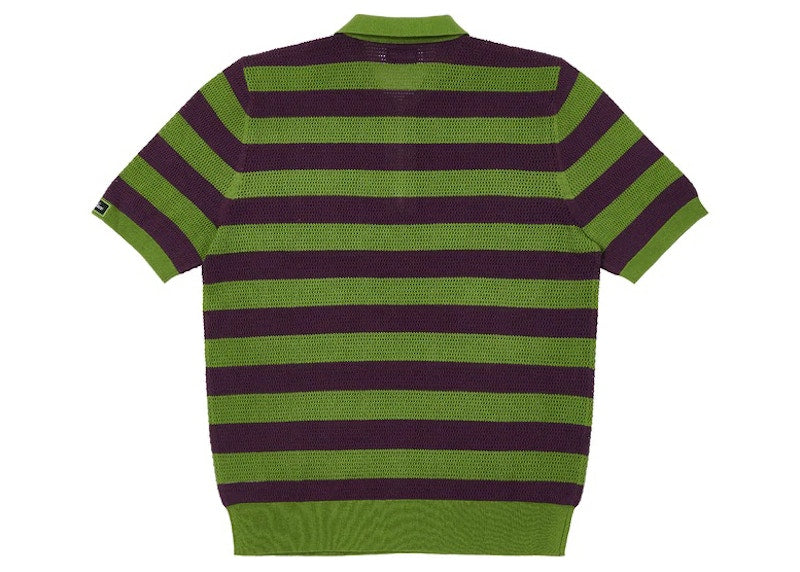 Palace Stripe Mesh Polo Green/Purple
