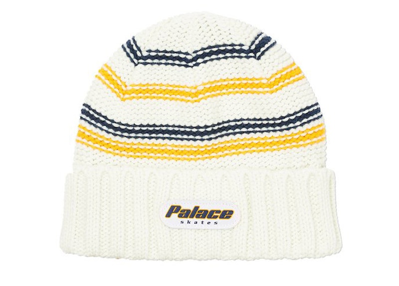 Palace Stripe Rib Beanie White