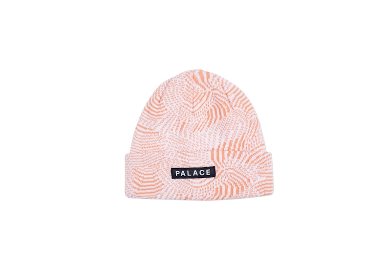 Palace Swirly Wurly Beanie Peach/White
