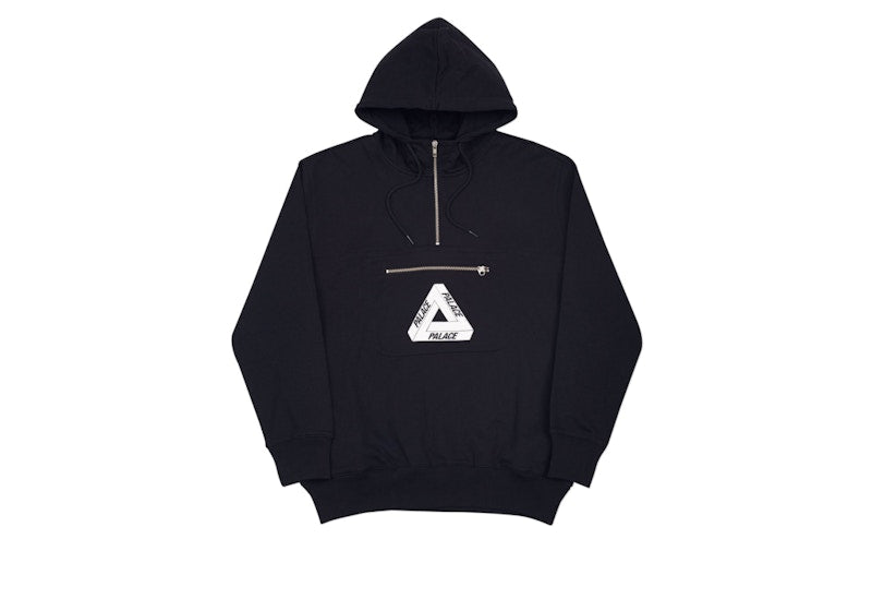 Palace Tri-Ferg Half Zip Hood Black/White