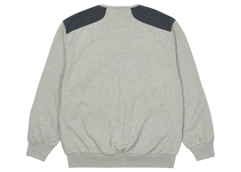 Palace Utility Zip Front Panel Sweat Grey Marl/Navy