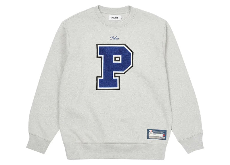 Palace Varsity Applique Crew Grey Marl