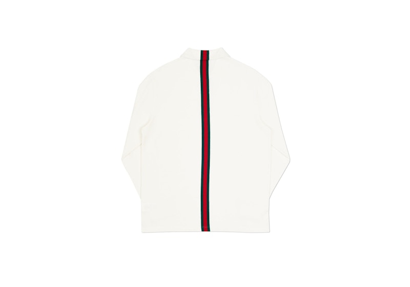 Palace Vertical Weave Zip Polo White