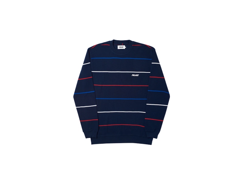 Palace Waffler Stripe Crew Navy