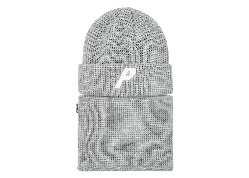 Palace Zip Off Facewarmer P Beanie Grey Marl