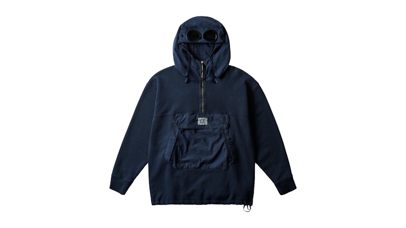 Palace x C.P. Company Fleece Old Goggle Hood Navy