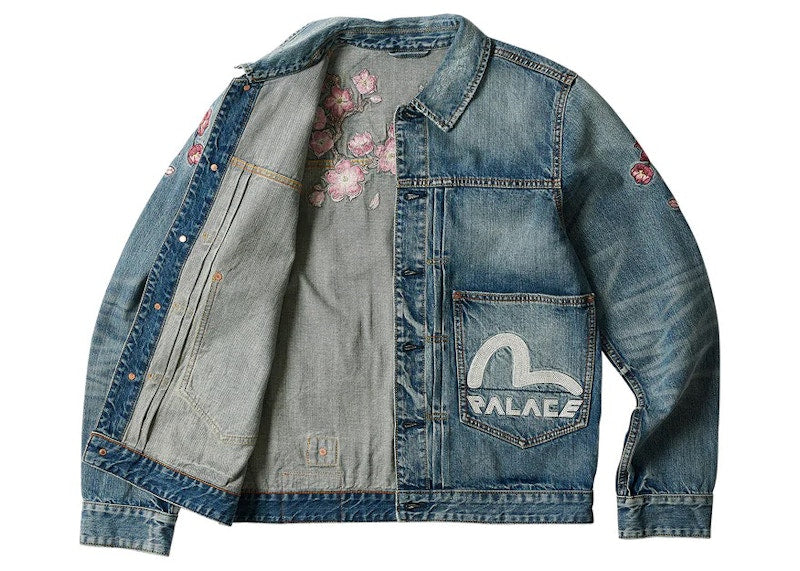Palace x Evisu Type One Denim Jacket Stone Wash