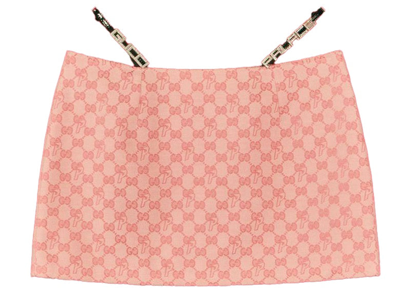 Palace x Gucci GG-P Canvas With Lace And Crystal Mini Skirt Pale Pink