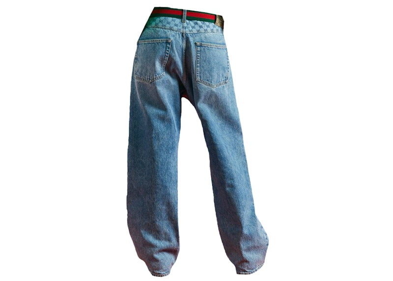 Palace x Gucci GG-P Pattern Baggy Jean Light Blue Denim