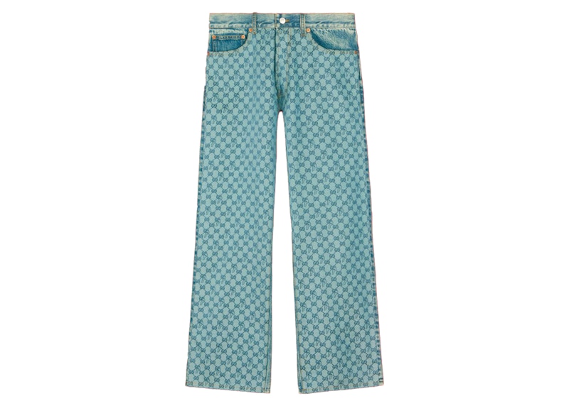 Palace x Gucci GG-P Pattern Baggy Jean Light Blue Denim
