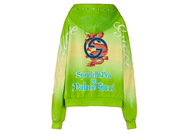 Palace x Gucci Studded and Embroidered Tie-Dye Sweatshirt Green