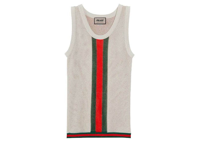 Palace x Gucci Web Details Knit Tank Top Ivory